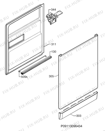 Взрыв-схема посудомоечной машины Electrolux ESF6210LIW - Схема узла Door 003